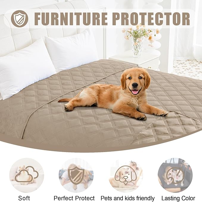 Smiry Waterproof Dog Bed Cover Blanket 30x53, Soft Reversible Pet Blanket, Washable Leakproof Cats Dogs Couch Cover for Sofa, Couch, Furniture, Lattice, Taupe/Taupe
