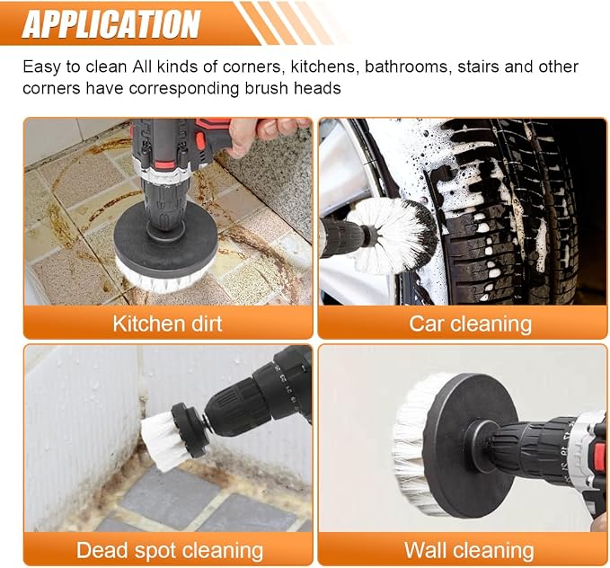 3PCS Car Detailing Drill Brush Set, Car Interior Power Scrubber Brush, Wheel - Image 6