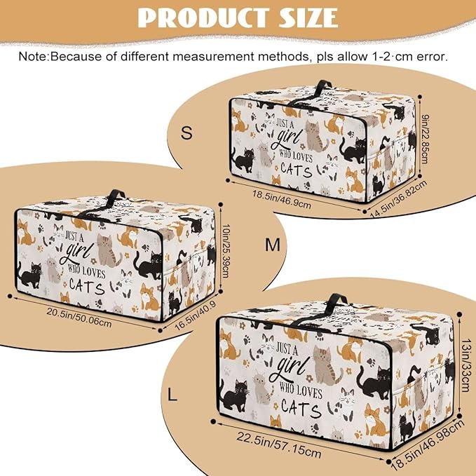 Waterproof Microwave Oven Grill Cover Protector Cartoon Cats Paw Print Foldable Microwave Oven Dust Cover with Storage Bags Just A Girl Print Case Protections for Toaster Oven, M