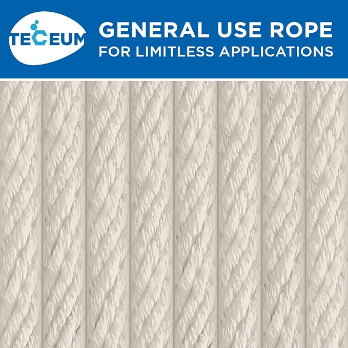 TECEUM 500lb Cotton Rope 3/16” – 100 FT – Strong All-Purpose Braided Rope – - Image 9