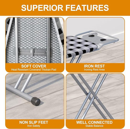 Ironing Board 13" X 43" W/Extra Thick Heavy Duty Padded Cover, Height Adjustable - Image 2