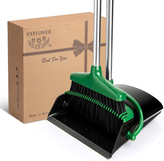 Broom and Dustpan Set with Long Handle, Light Weight Stainless Steel Poles - Image 8