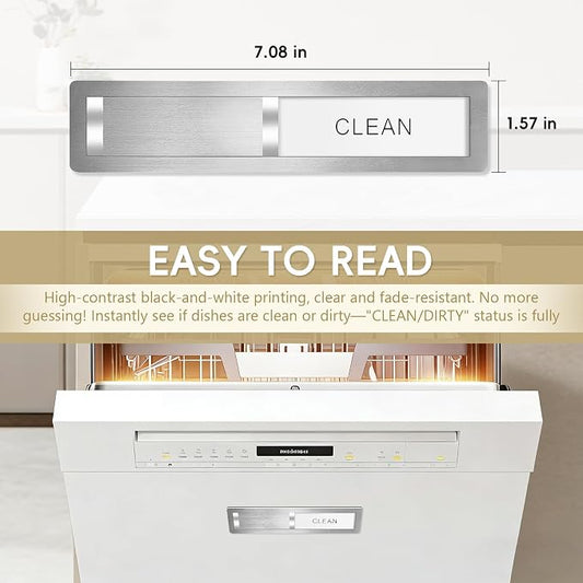 Dishwasher Magnet Clean Dirty Sign, Stainless Steel Magnetic Clean Dirty - Image 2
