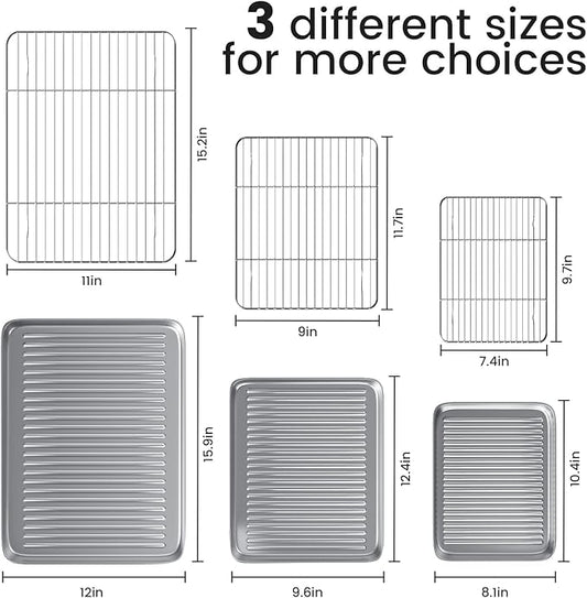 Baking Sheet with Wire Rack Set: 3 Baking Pans + 3 Cooling Racks - Image 2