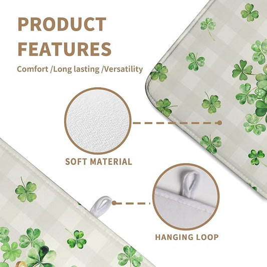 St Patricks Day Shamrock Dish Drying Mat Green Spring Kitchen Dishes Drying Pad - Image 2