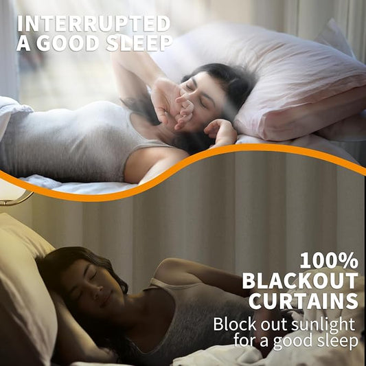 YoungsTex Natural Linen 100% Blackout Curtains 63 Inches Long, Thermal - Image 2