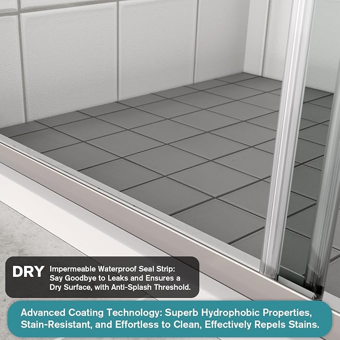 Bypass Glass Shower Door 44-48" W x 70" H - Image 9