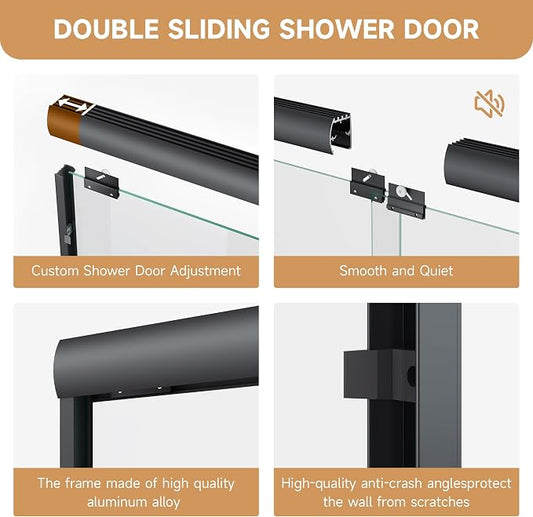 Bathtub Shower Door 56-60 in. W x 57 in. H, UCALAFEE Semi-Frameless Double - Image 2