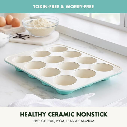 GreenPan Bakewell 12-Cup Muffin Pan, Healthy Ceramic Nonstick Bakeware - Image 2