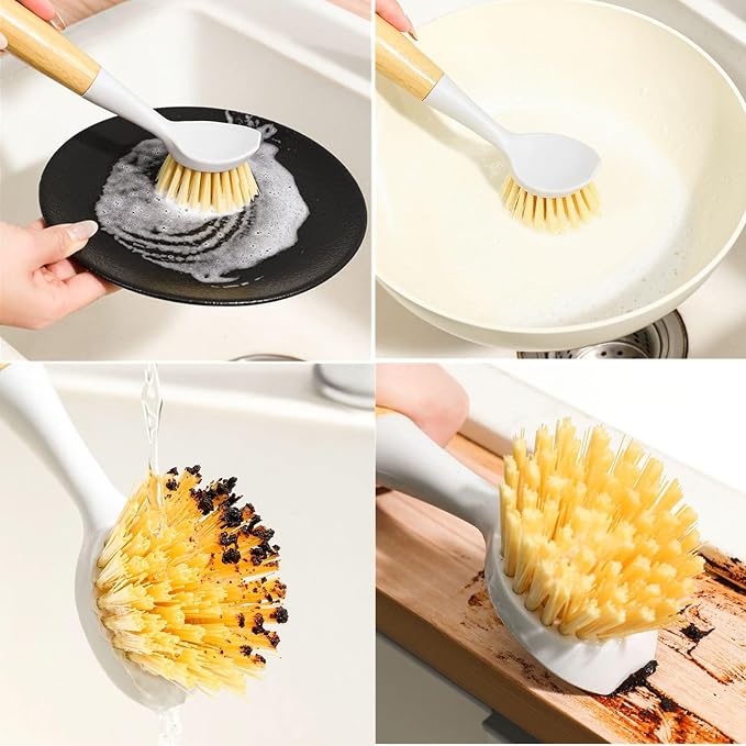 2 Pack Kitchen Dish Brush Grill Brush+Reusable Rubber Gloves, Kitchen Cleaning - Image 9