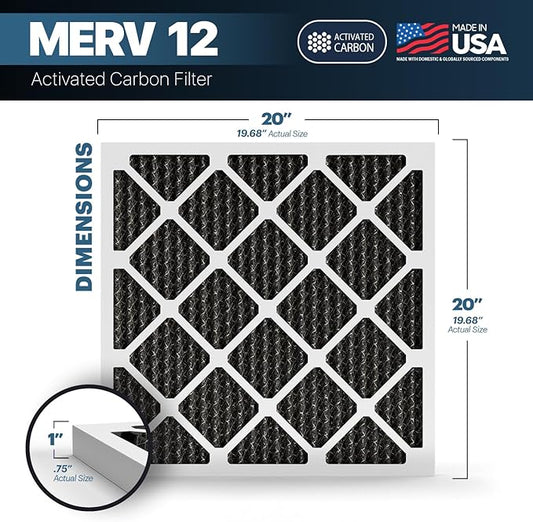 BNX TruFilter 20x20x1 MERV 12 Odor Defense AC Furnace Air Filter - Image 2