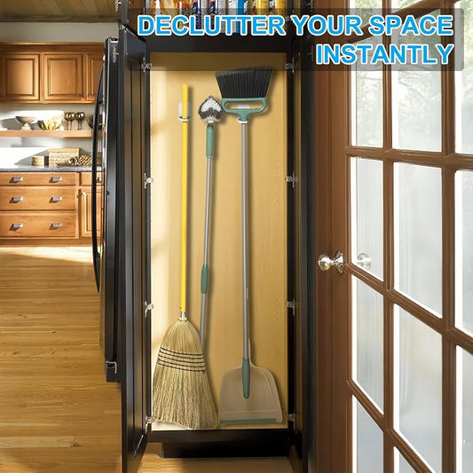 12Pack Broom Holder Wall Mount, Damage Free Hanging Wall Mount Broom and Mop - Image 2