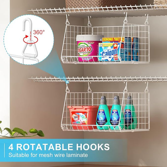 3-Tier Hanging Laundry Basket Organizer:Foldable Wire Shelf Laundry Room - Image 2