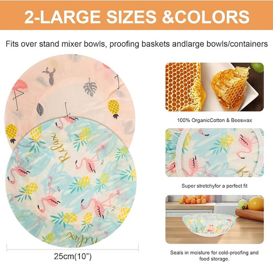 Reusable Bowl Covers for Bread Proofing(2 Large)- Cotton Beeswax Bowl Covers - Image 2