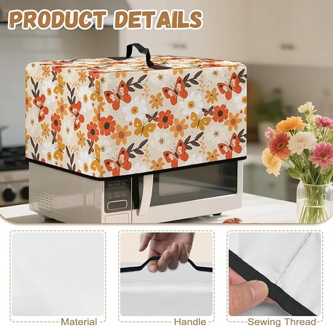 Microwave Oven Universal Dust Cover, Butterfly Waterproof Polyester Fabric Dust Cover Heat-Resistant Air Fryer Dust Cover Appliance Airfryer Dust Jacket
