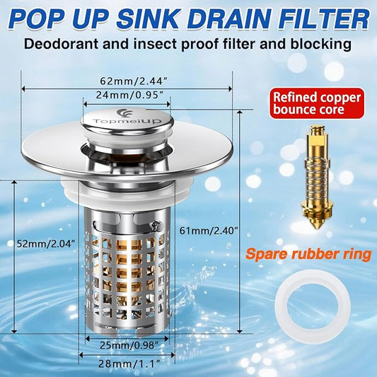 Sink Stopper Hair Catcher, Pop-up Sink Drain Strainer - Image 2
