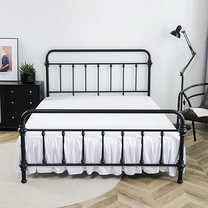 Bed Skirt Full Size Ruffled Bed Skirts with Split Corners, 12 Inch Drop Dust Ruffle Bed Skirt with Platform, White