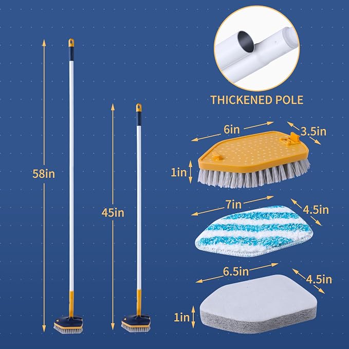BOOMJOY Tub Scrubber with Long Handle, No Scratch Shower Cleaning Brush - Image 7
