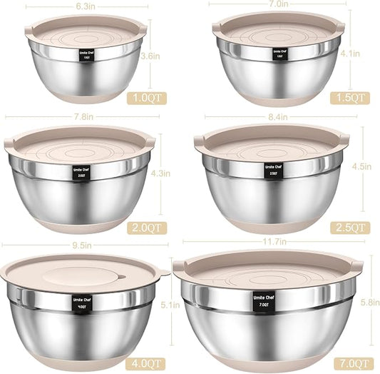 Mixing Bowls with Airtight Lids Set, Non-Slip Bottoms & Kitchen Gadgets Set - Image 2