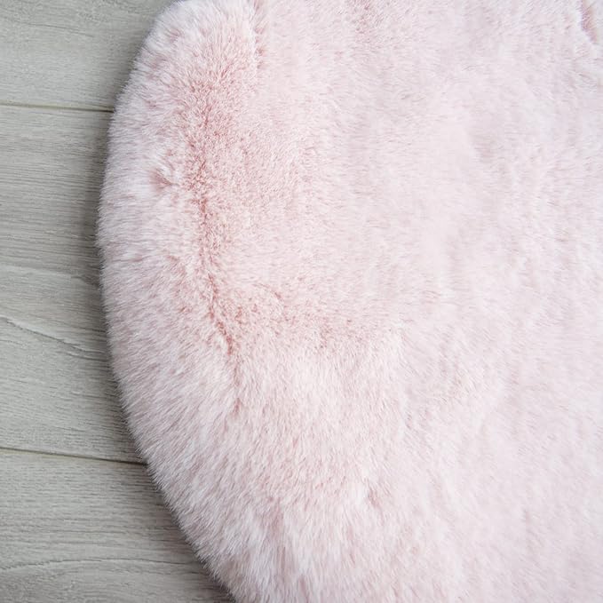 Pink Fluffy Shag Carpet Faux Bunny Washable Plush Fur Area Rugs for Bedroom 4x6 Nursery Rug for Living Room