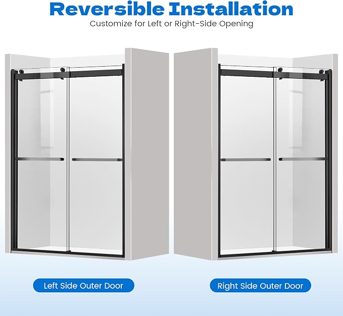 Sliding Shower Door, 44-48" W x 76" H Semi-Frameless Double Sliding Glass - Image 9