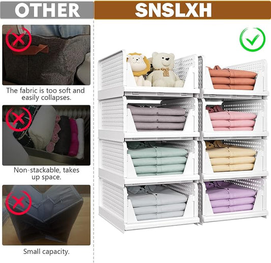 SNSLXH 5 Pack Stackable Closet Storage Basket, Space-Saving Clothes Storage - Image 2