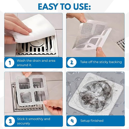 50 Pack Premium Disposable Shower Drain Hair Catcher Stickers – Waterproof Mesh - Image 2