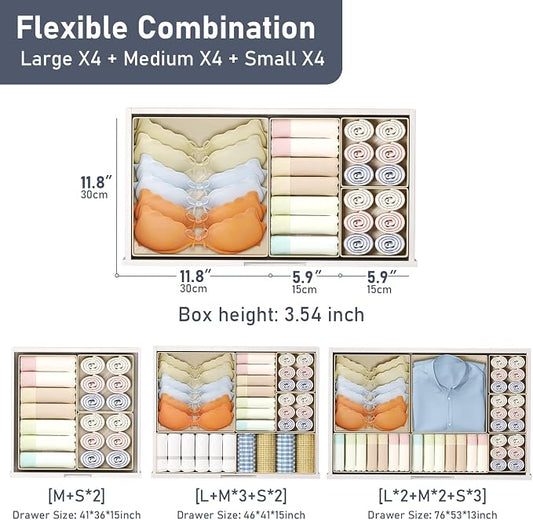 DIMJ Drawer Organizer Clothes, 12 Pack Dresser Organizer, Foldable Closet - Image 2