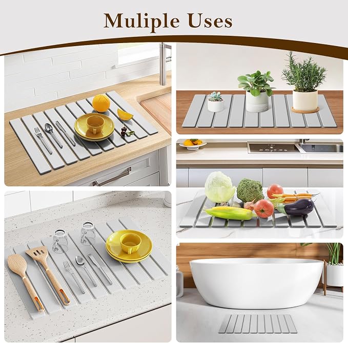 Stone Dish Drying Mats for Kitchen Counter-23.6“x 15.3”Eco-Friendly, Foldable - Image 7