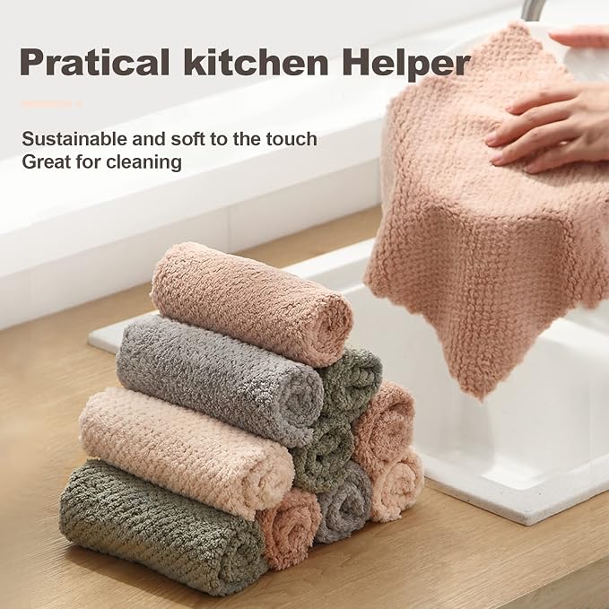 K&janet6am Dish Towels for Kitchen, 8 Pack Premium Coral Velvet Dish Cloths for - Image 6