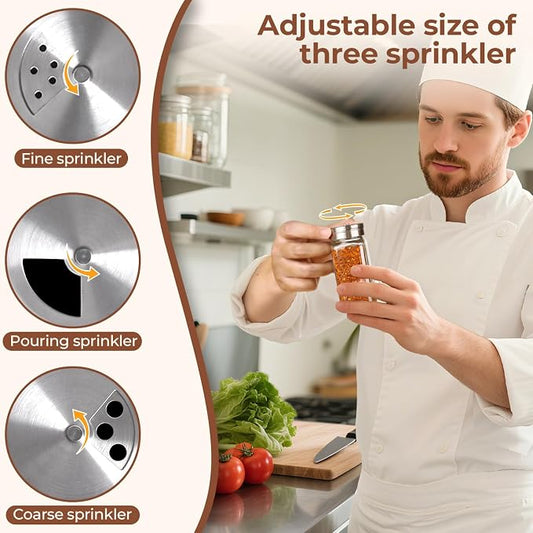 ComSaf Spice Jars with Shaker lids Adjustable, 8oz 6PCS,9 DIY Labels, Spice - Image 2