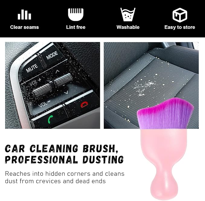 Ziciner Car Detailing Brush, Curved Soft Bristles Auto Removal Dust Collectors - Image 6
