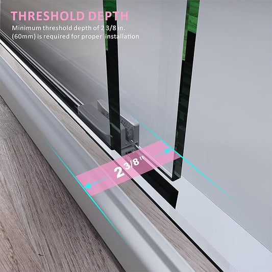 Chrome Bathtub Shower Door, 56-60 inch W x 62 inch Height Glass Doors - Image 2