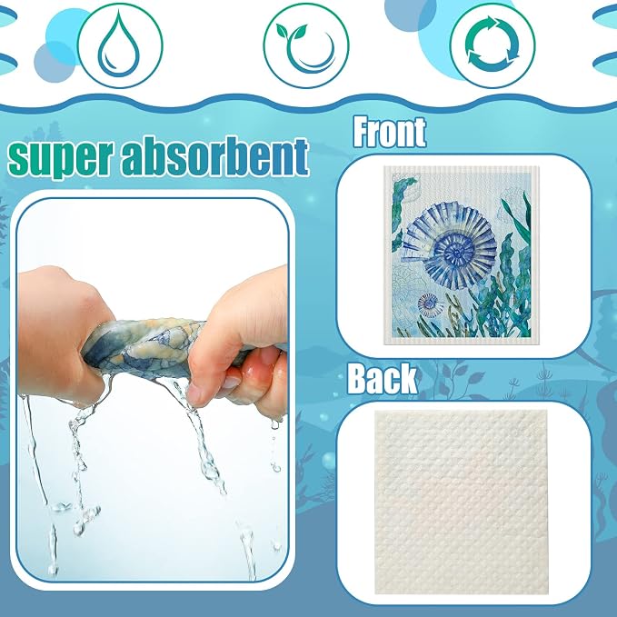 6 Pcs Swedish Kitchen Dish Towels Kitchen Cloths Reusable Sponge Cleaning - Image 7