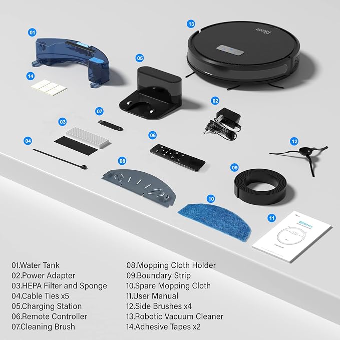 Tikom G8000 Pro Robot Vacuum and Mop Combo, 4500Pa Suction, 150Mins Max - Image 8