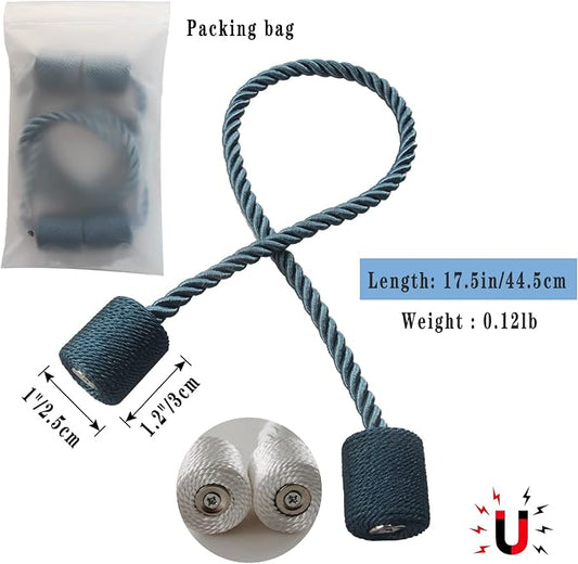 Magnetic Curtain Tiebacks 6 Pack Blue Curtain Rope Tieback Curtain Holders - Image 2