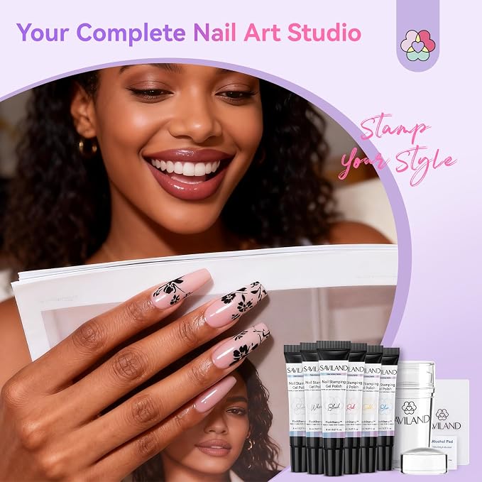 SAVILAND Nail Stamping Gel Polish Kit: 6 Colors Nail Stamping Polish Gel - Image 7
