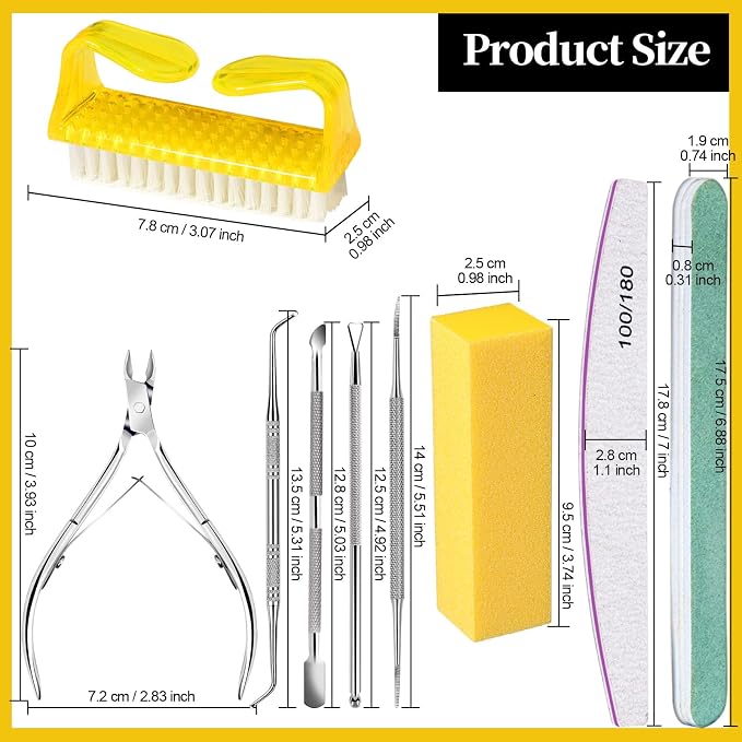 FANDAMEI Nail Care Set, Nail Files 100/180, Nail Buffer Block, Cuticle Tools - Image 7