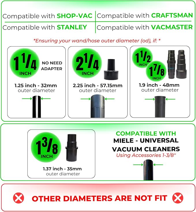 Replacement Vacuum Attachments & Brushes plus Universal Adapter Kit Compatible - Image 9