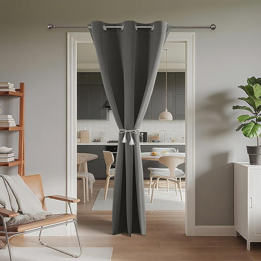 Joydeco Blackout Door Curtain for Doorway Privacy 96 Inches Long, Grommet - Image 2