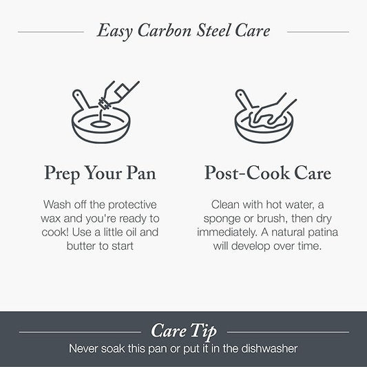 Merten & Storck Pre-Seasoned Carbon Steel 10” Frying Pan Skillet, Use on - Image 2