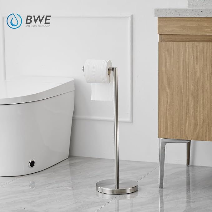 BWE Brushed Nickel Toilet Paper Holder Stand Modern Tissue Roll Holder Storage - Image 8