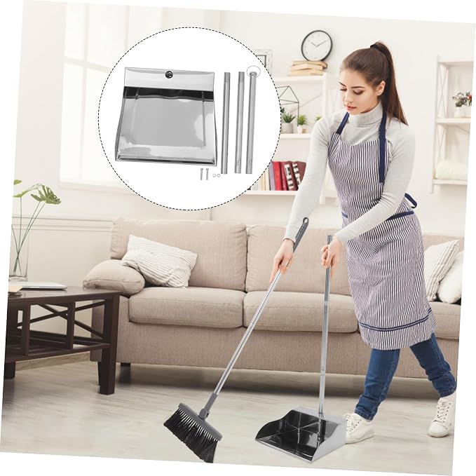 Heavy Duty Long Handled Dust Pan Ergonomic Stand Up Trash Dustpan - Image 9