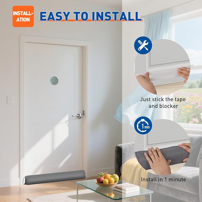 MAGZO Door Draft Stopper 36 Inches, 2 Pack Weighted Triangular Door Snake - Image 9