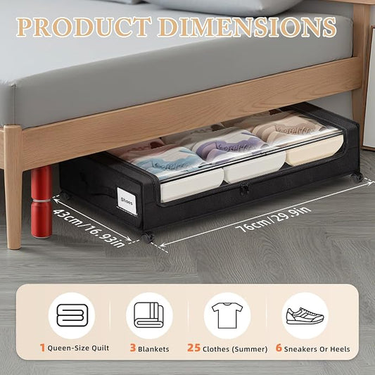 Under Bed Storage with Wheels 2-Pack,Under Bed Storage Containers XXL,Underbed - Image 2