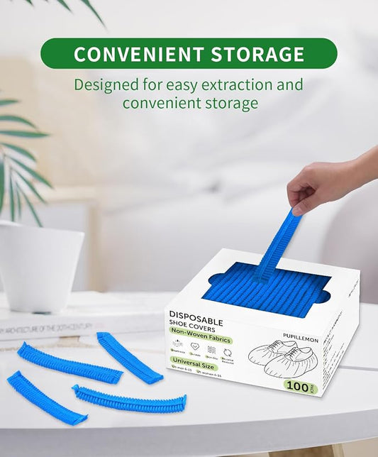 100Pcs Non-Woven Shoe Covers Disposable Non Slip - Image 2