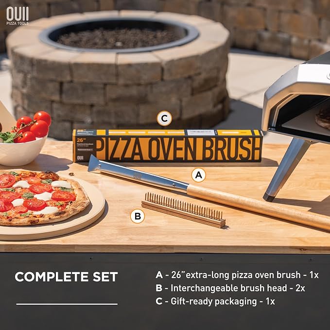 26'' Pizza Oven Brush with Stone Scraper - Image 6