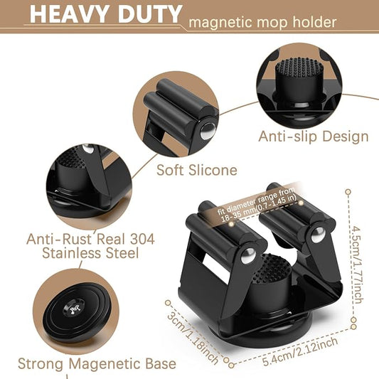 3-H Magnetic Broom Holder with Strong Magnetic Hook 8 Pack, Broom Holder Wall - Image 2