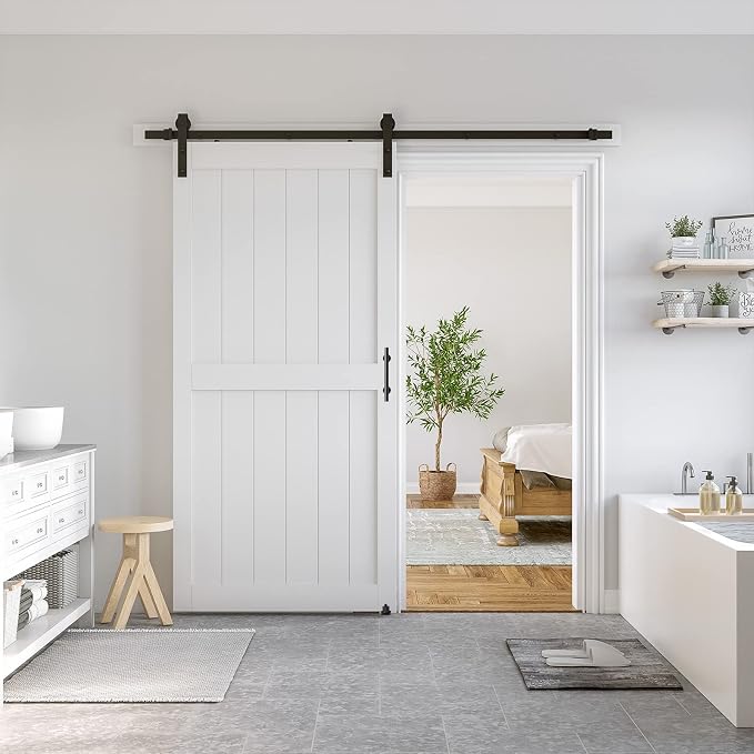 SmartStandard 42 x 84 inch White Sliding MDF Barn Door - Image 9