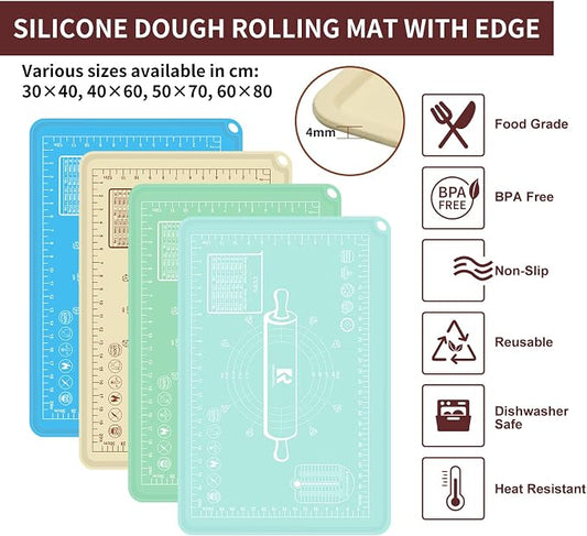 Silicone Baking Mat 20"L x 28"W, Extra Thick Dough Rolling Pad - Image 2